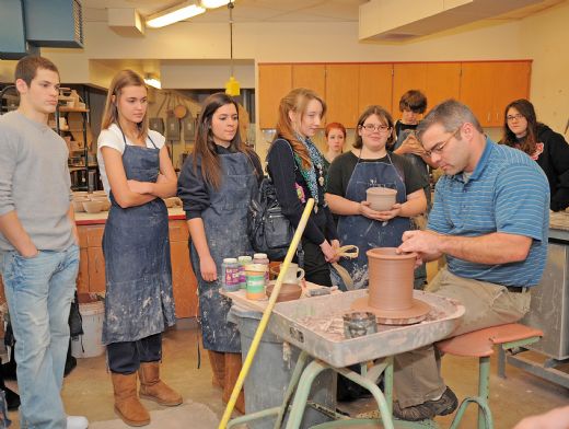Mr. Hillegas instructs Pottery students, 2012