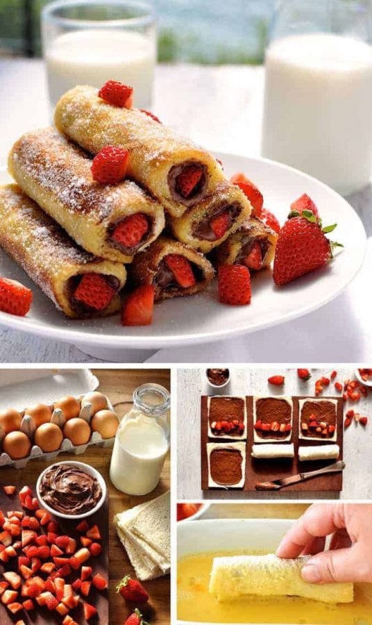 Strawberry Nutella French Toast roll ups